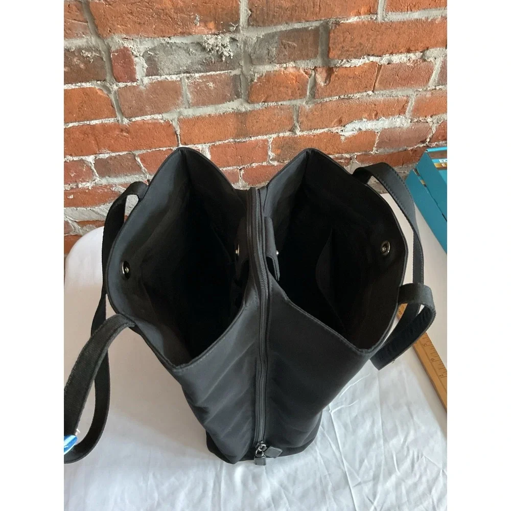 Hobo International Vintage Black Multi-Compartment Nylon Organizer Tote Bag Y2K